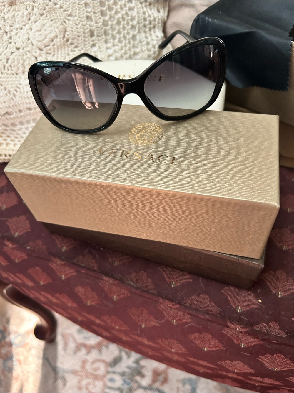 Versace Black Frame Sunglasses with Gradient Lenses